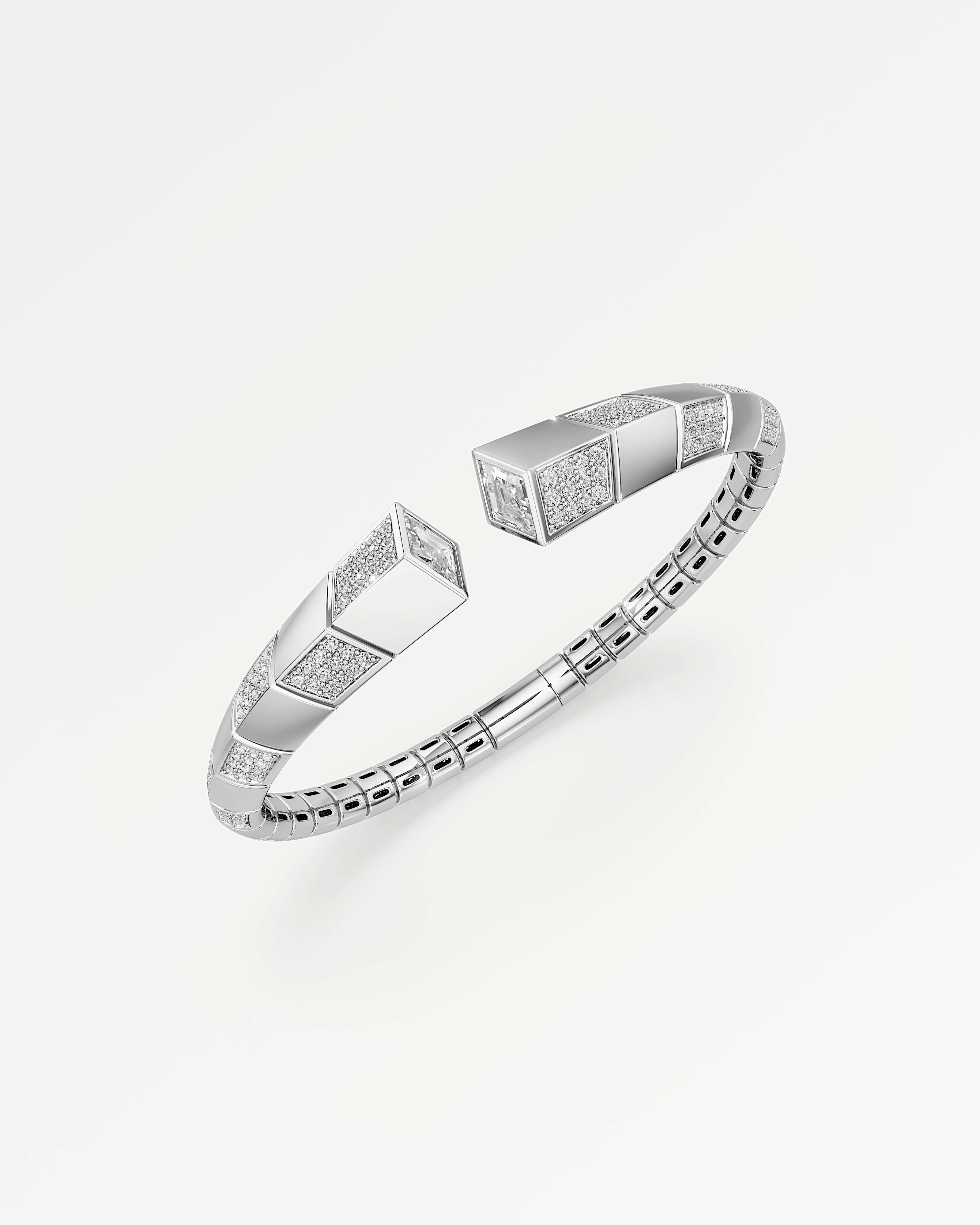 AM To Beyond Skirix Diamond Bangle, in 14K White Gold (2.53 ctw)