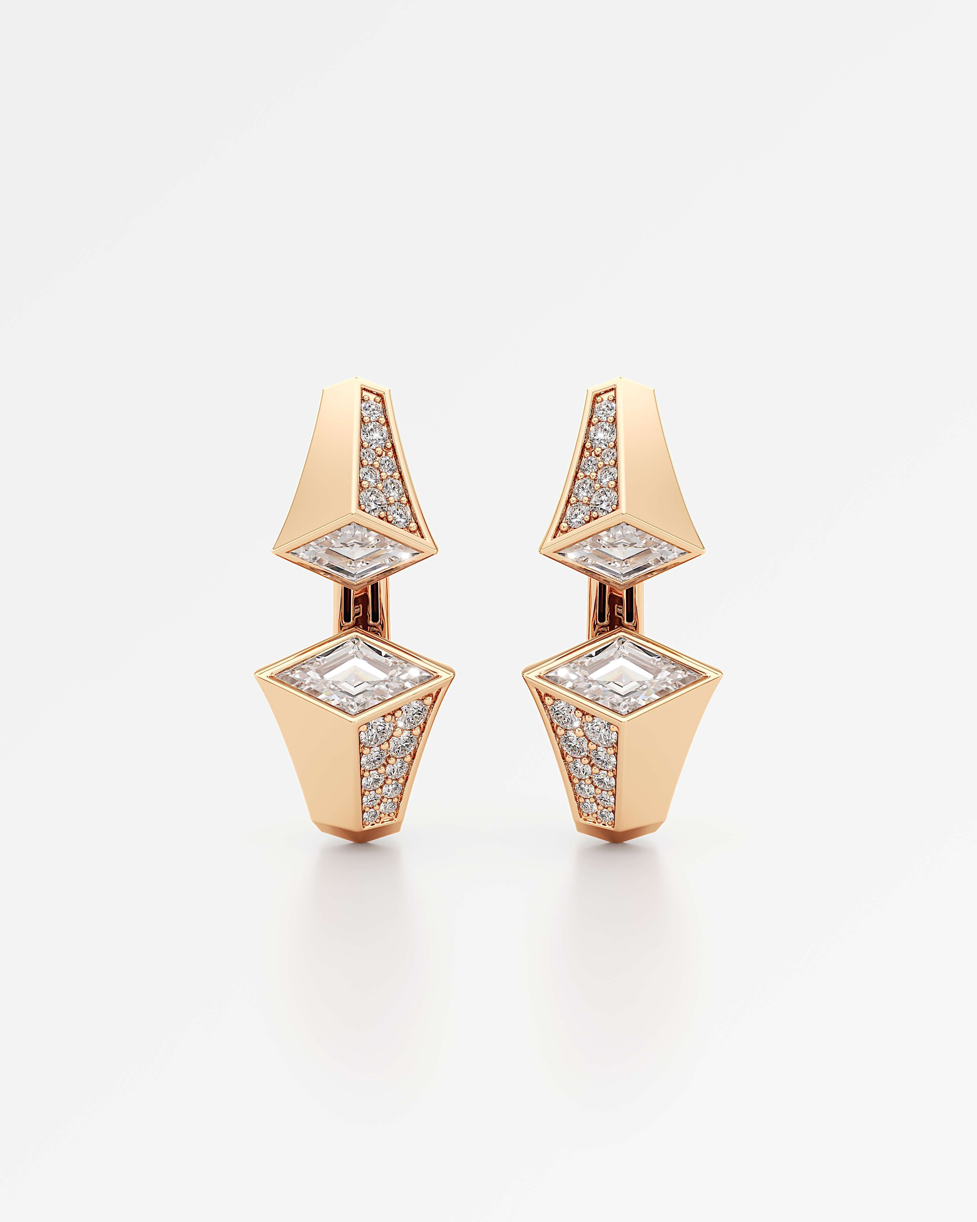 AM To Beyond Verticé Pavé Diamond Earrings, in 14K Rose Gold (2.92 ctw)