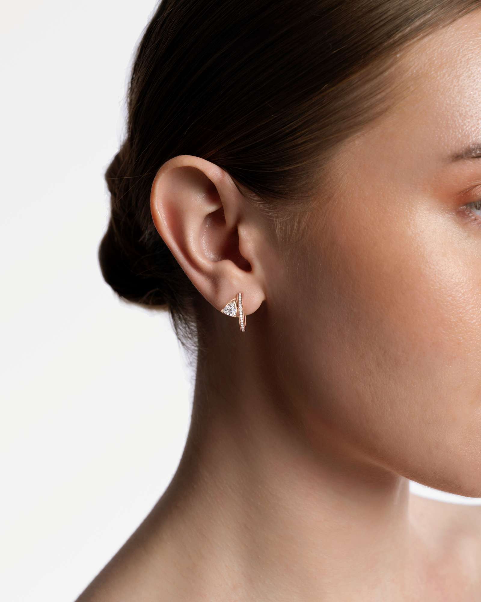 Pinnacle Ridelle Diamond Hoop Earrings, In 14K Rose Gold (1.20 ctw)