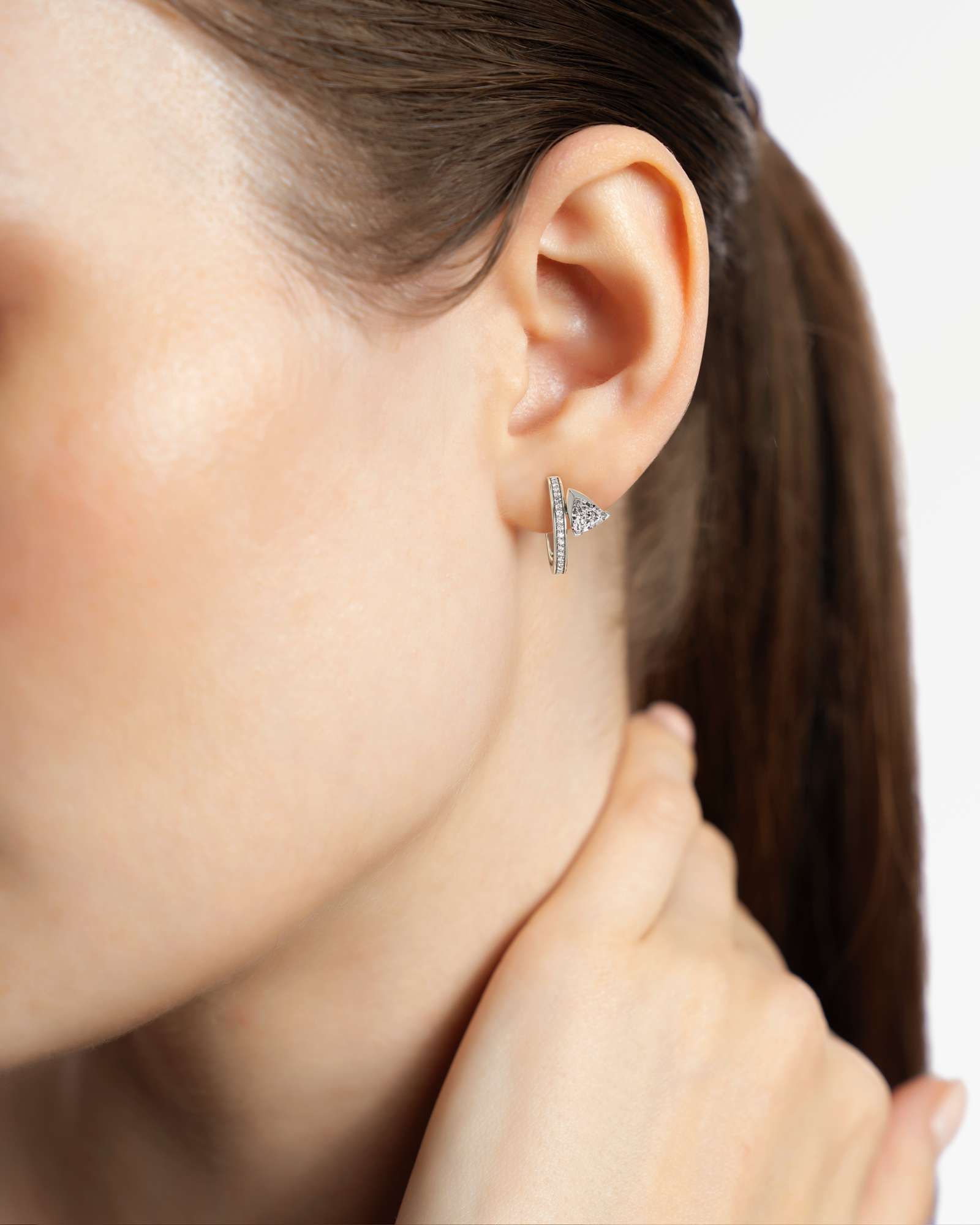 Pinnacle Ridelle Diamond Hoop Earrings, In 14K White Gold (1.20 ctw)