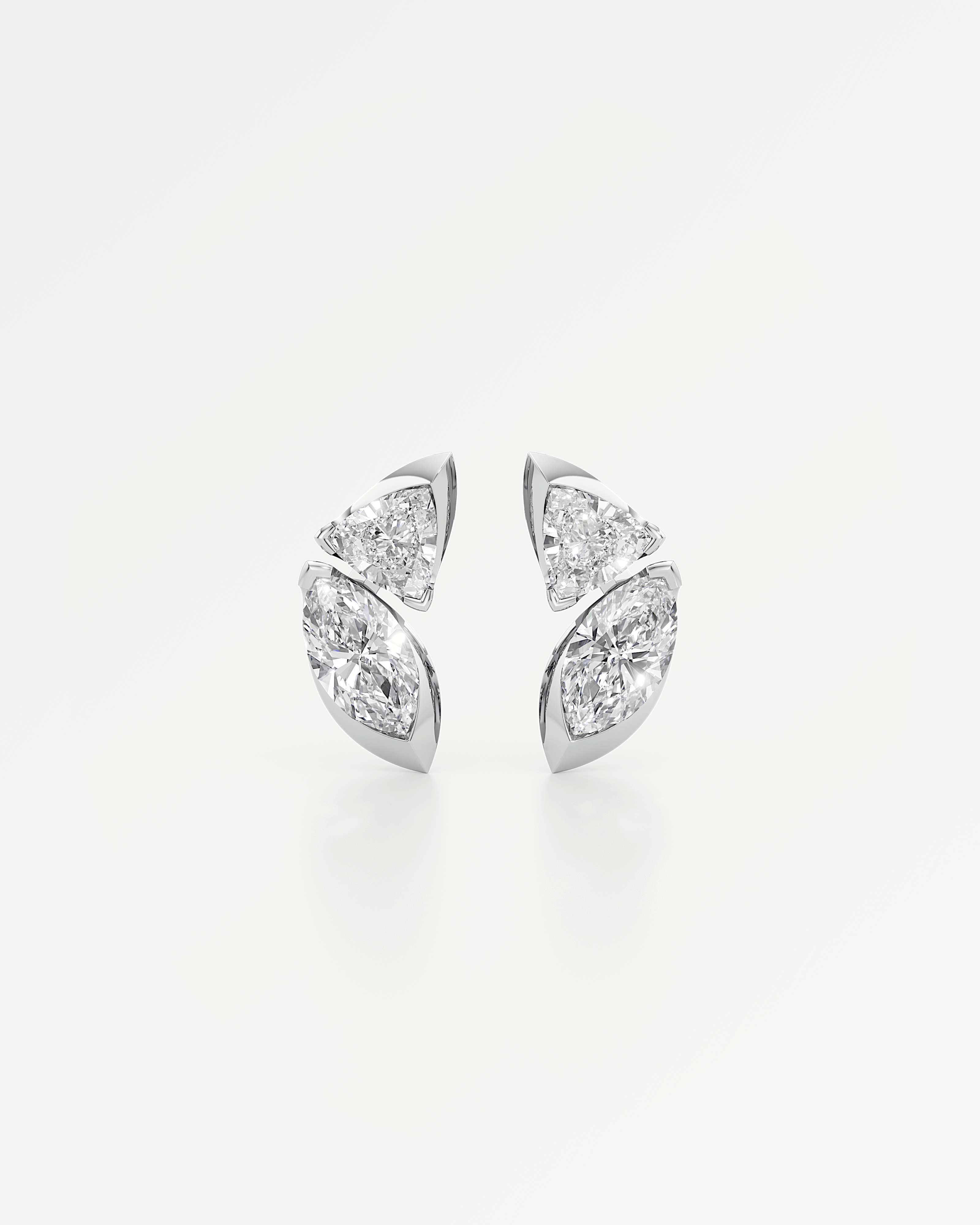 Pinnacle Levé Diamond Stud Earrings, In 14K White Gold (1.80 ctw)