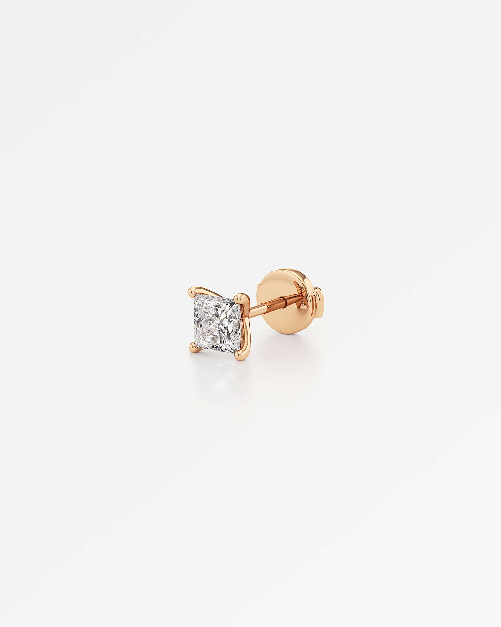 Verve Juliette Diamond Stud Earrings, With 0.50 ct Princess Cut in 14K Rose Gold (1.00 ctw)