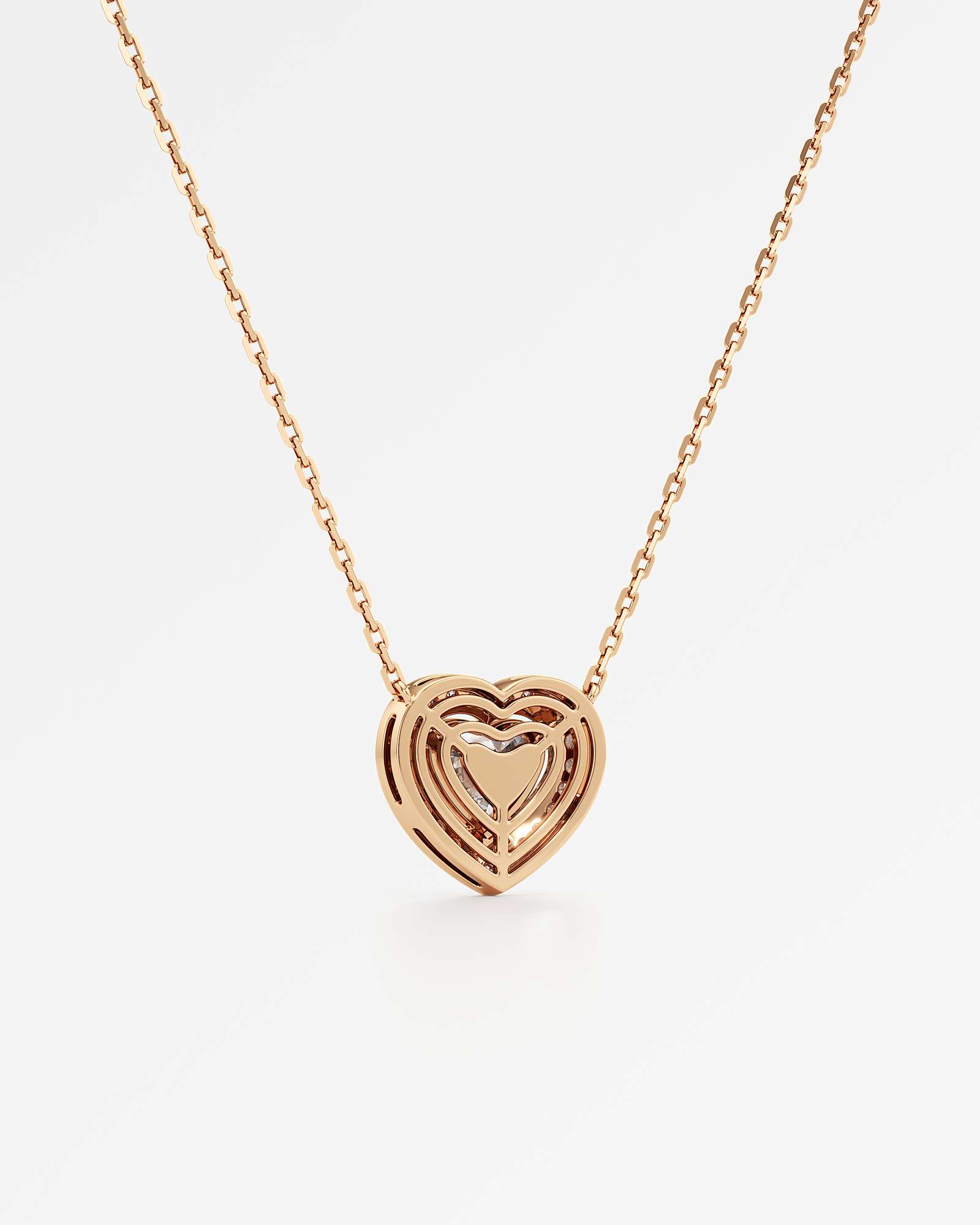 Verve Celeste Diamond Halo Necklace, With 1.00 ct Heart Cut in 14K Rose Gold (1.17 ctw)