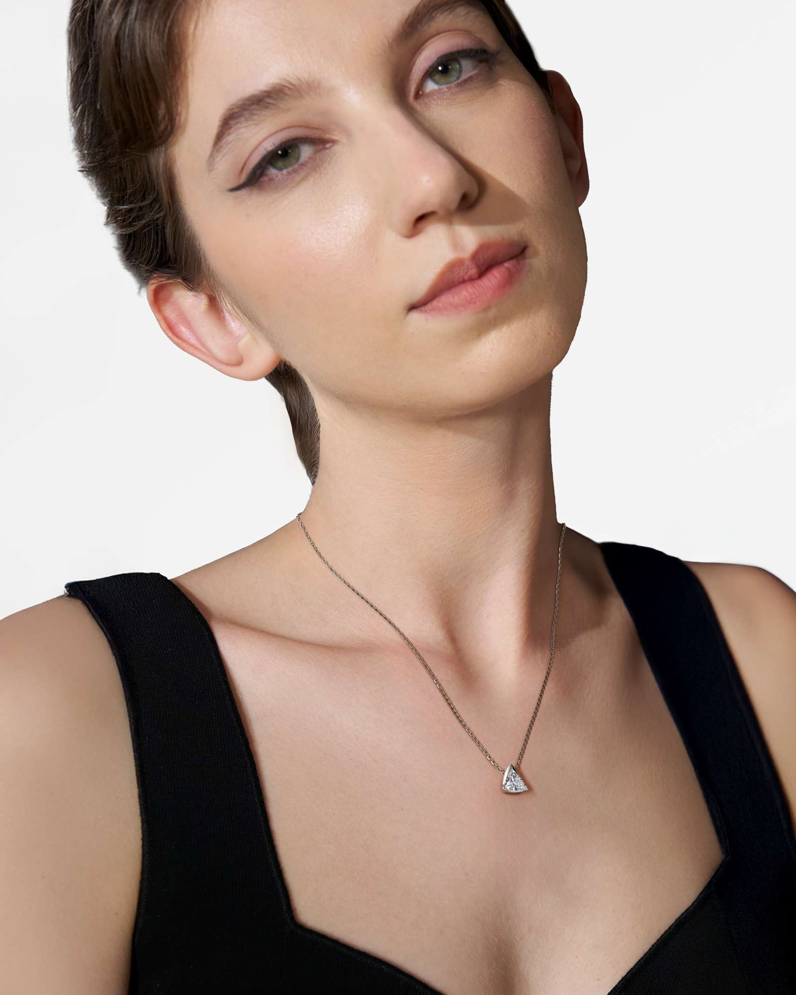 Pinnacle Apitris Diamond Pendant, With Trillion Cut in 14K White Gold (1.00 ctw)