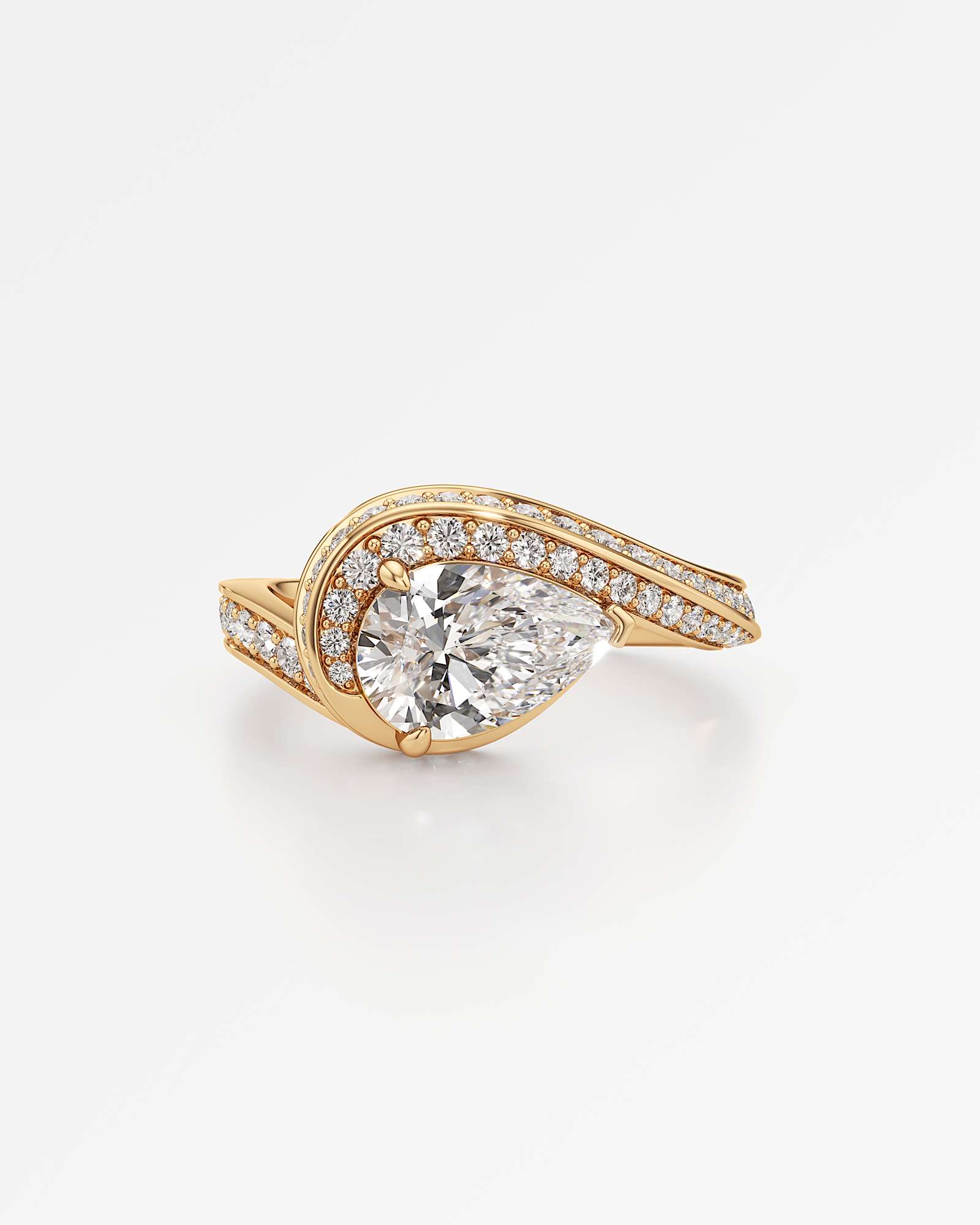 You Alizé Diamond Engagement Ring, With 1.50 ct Pear Cut in 14K Yellow Gold (2.11 ctw)