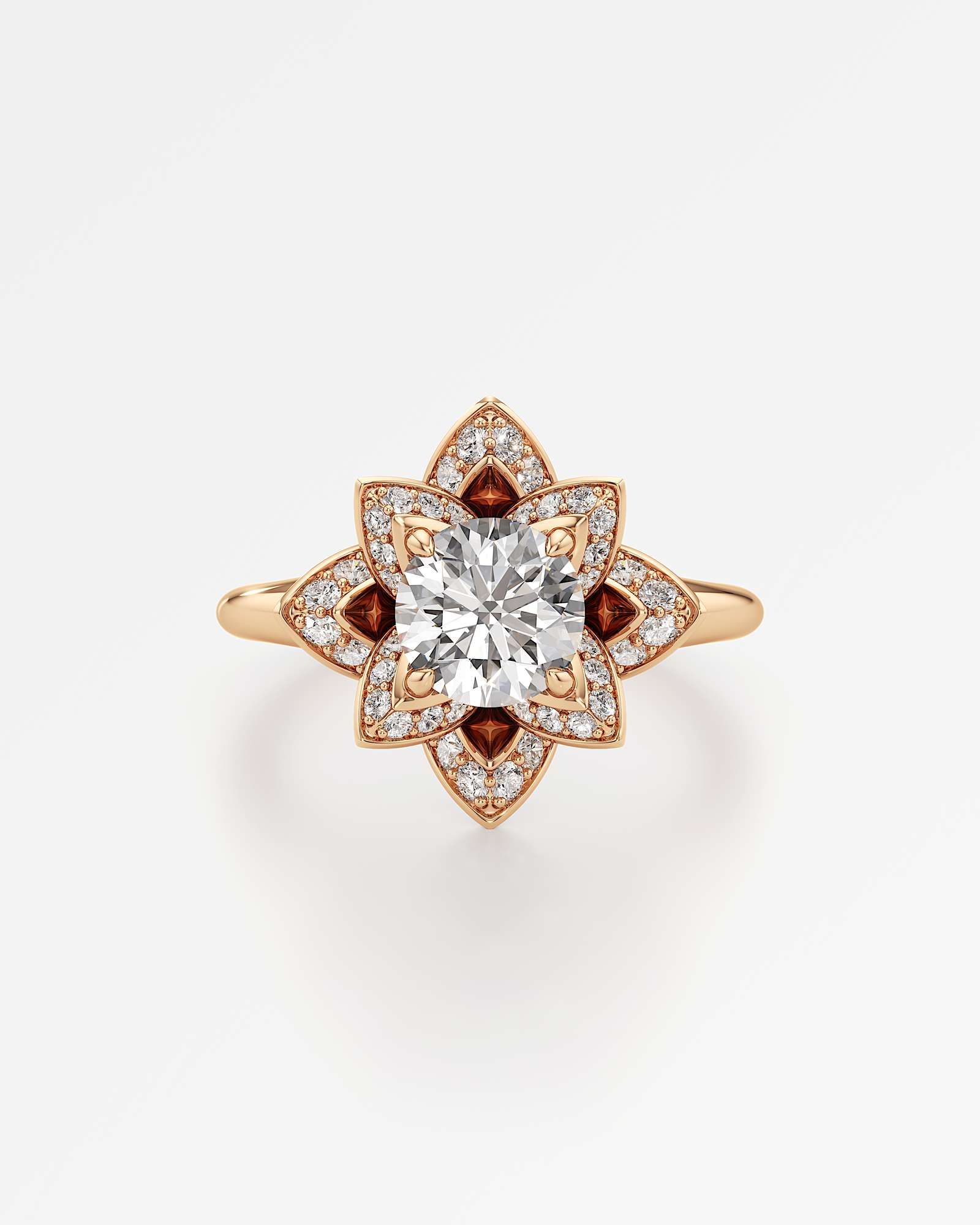 Velara Eterna Diamond Engagement Ring, With 1.00 ct Round Cut in 14K Rose Gold (1.43 ctw)