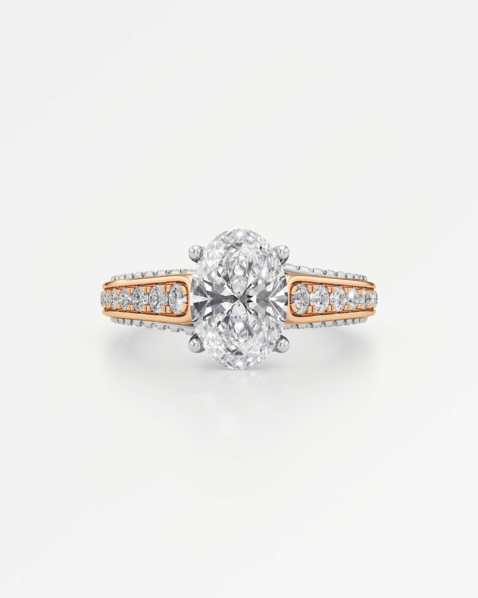 Verve Irene Diamond Engagement Ring, With 1.50 ct Oval Cut in 14K White & Rose Gold (2.30 ctw)
