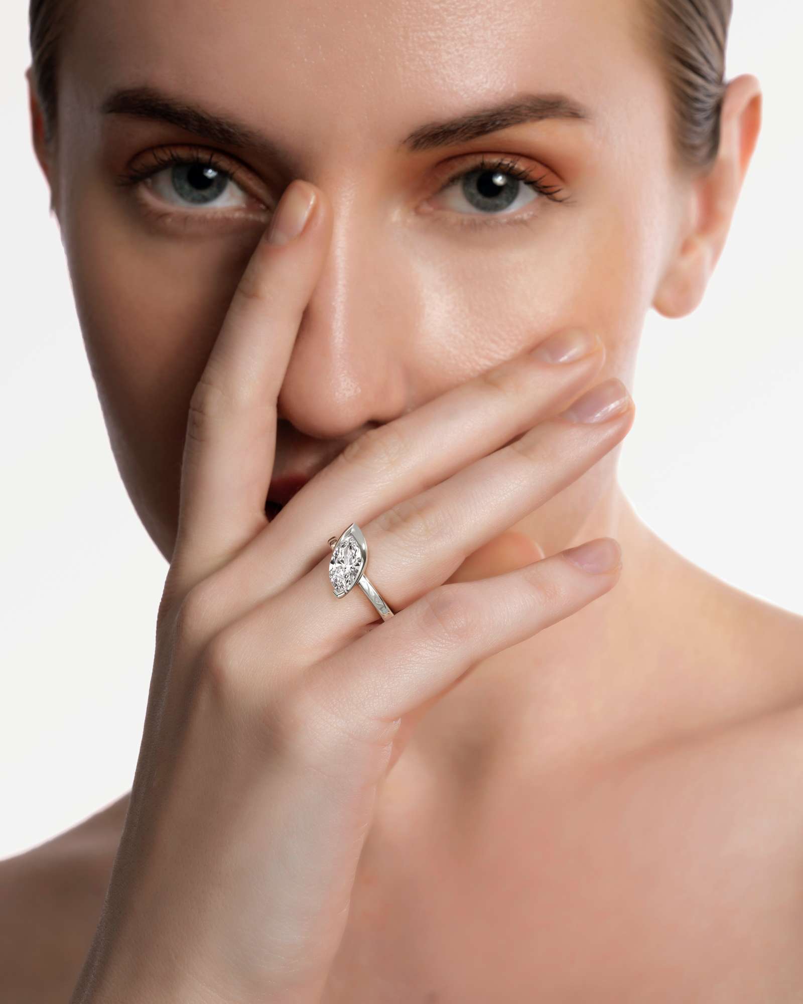 Pinnacle Apixa Diamond Ring, With Marquise Cut in 14K White Gold (1.50 ctw)