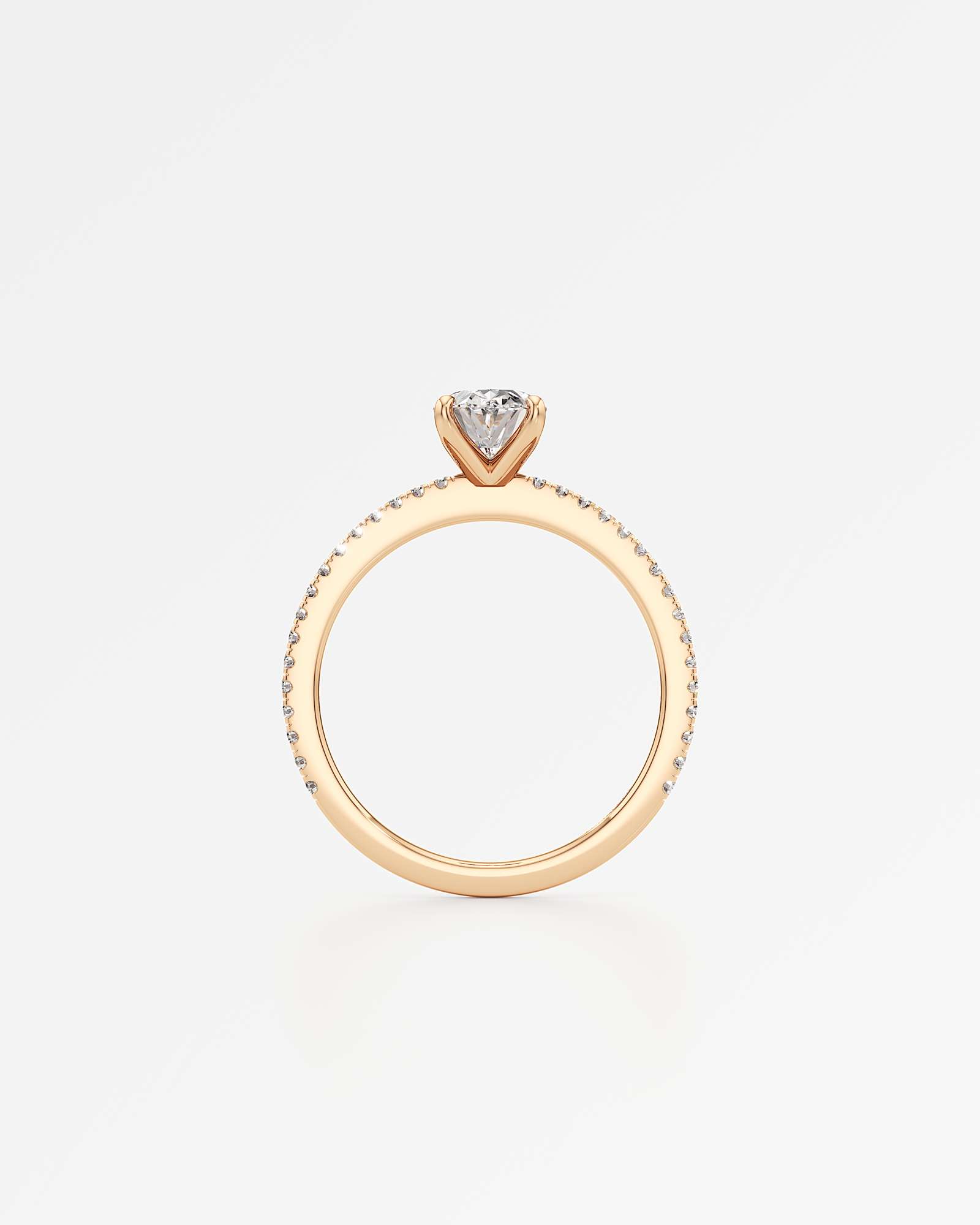 Verve Elin Solitaire Diamond Engagement Ring, With 1.00 ct Oval Cut in 14K Rose Gold (1.20 ctw)