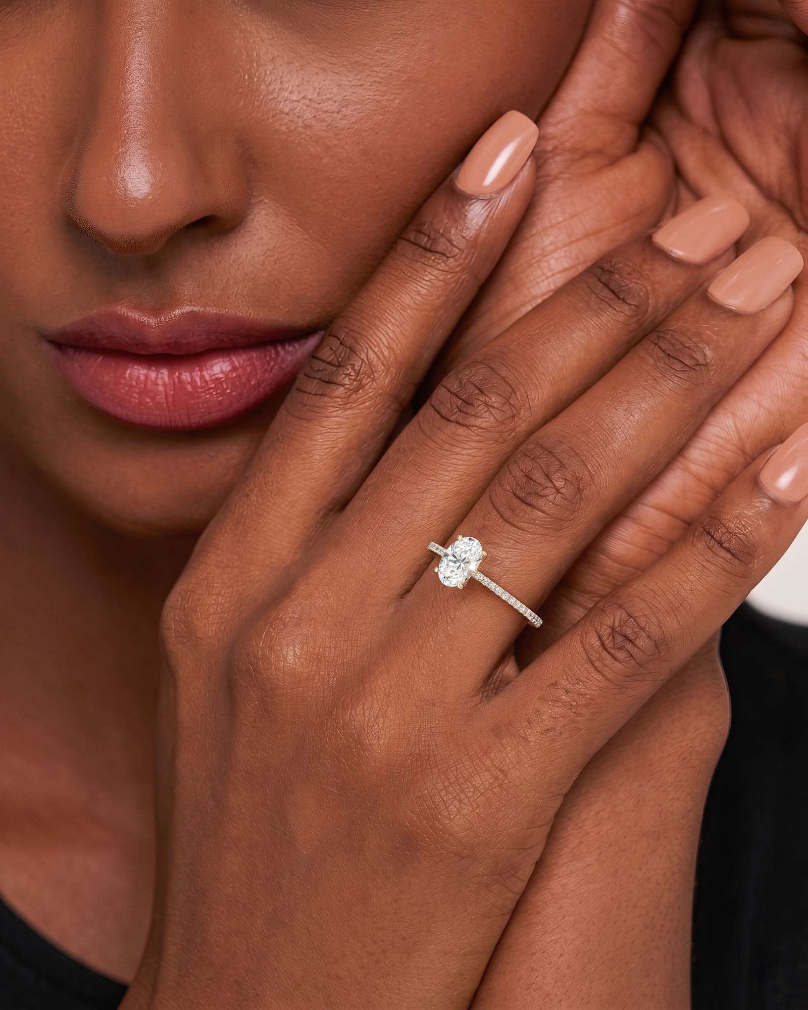 Verve Elin Solitaire Diamond Engagement Ring, With 1.00 ct Oval Cut in 14K Rose Gold (1.20 ctw)