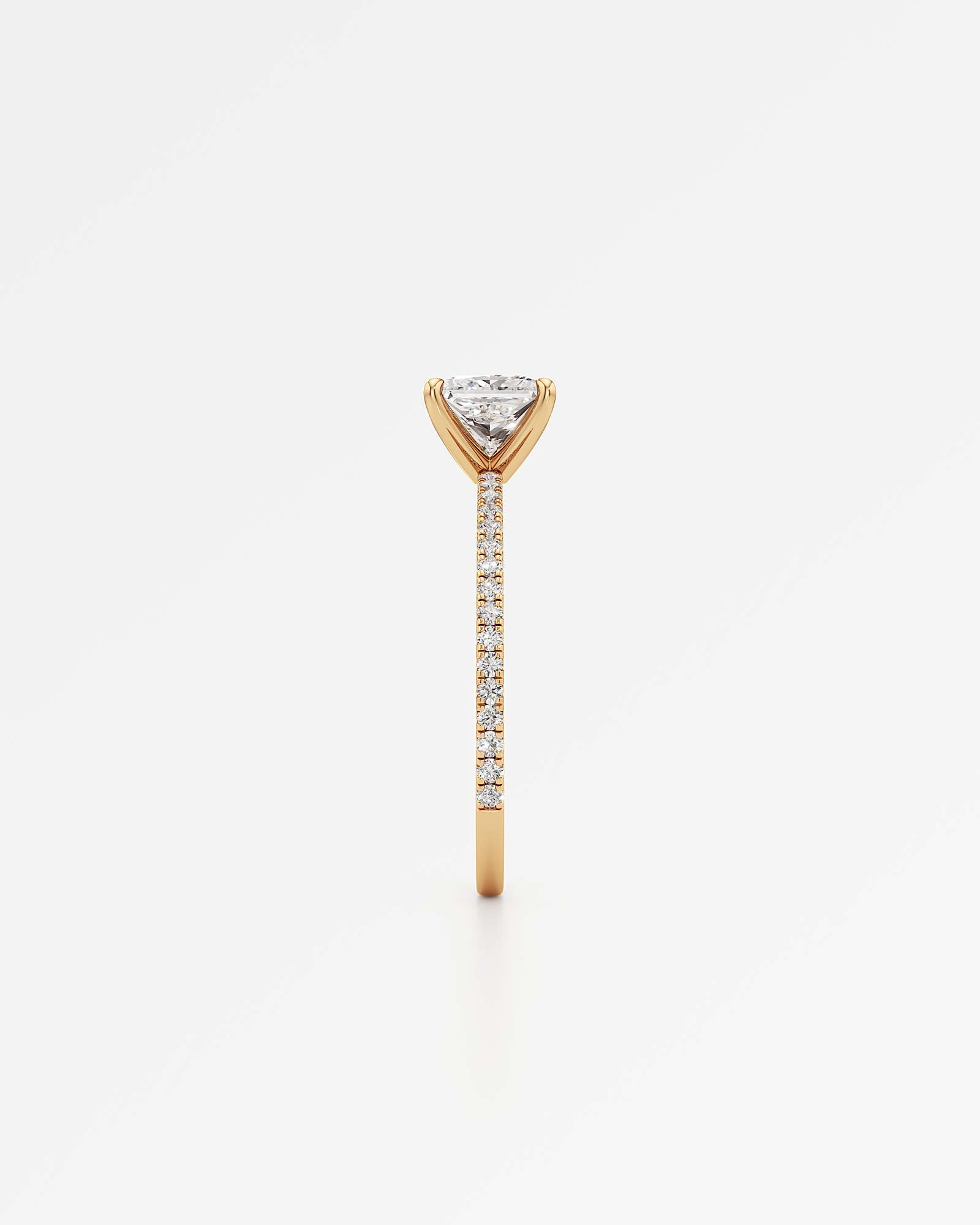 Verve Elin Solitaire Diamond Engagement Ring, With 1.00 ct Princess Cut in 14K Yellow Gold (1.20 ctw)