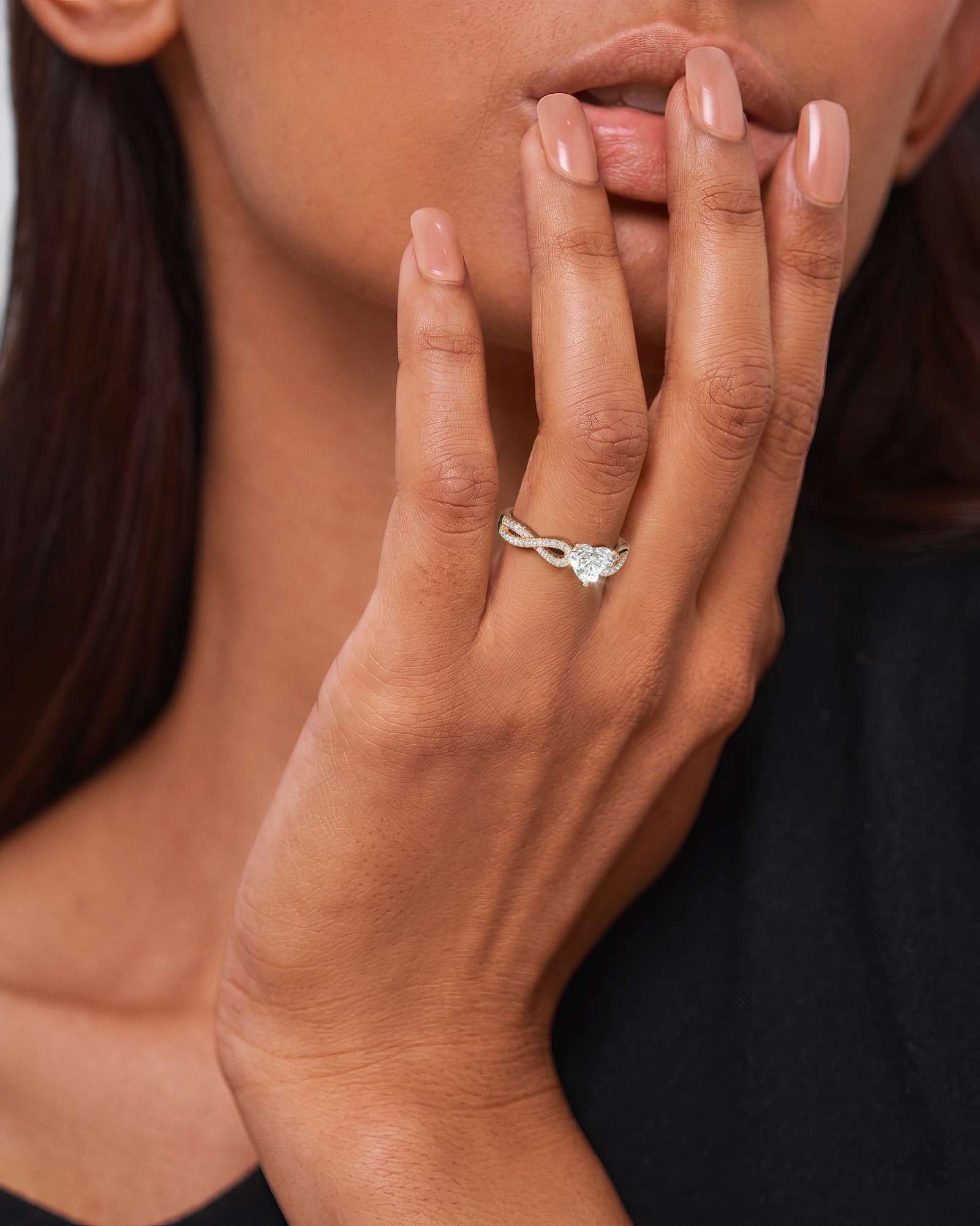Verve Alessia Solitaire Diamond Engagement Ring, With 1.00 ct Heart Cut in 14K Rose Gold (1.25 ctw)