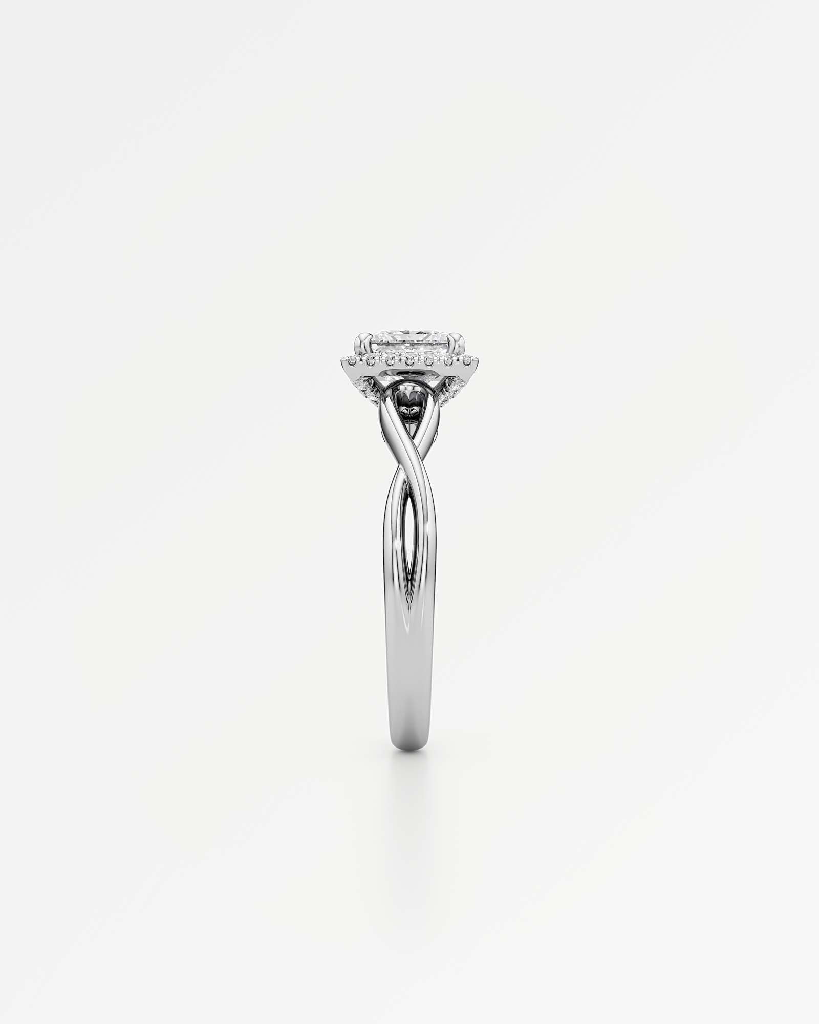 Verve Amelia Halo Diamond Engagement Ring, With 1.00 ct Princess Cut in 14K White Gold (1.18 ctw)