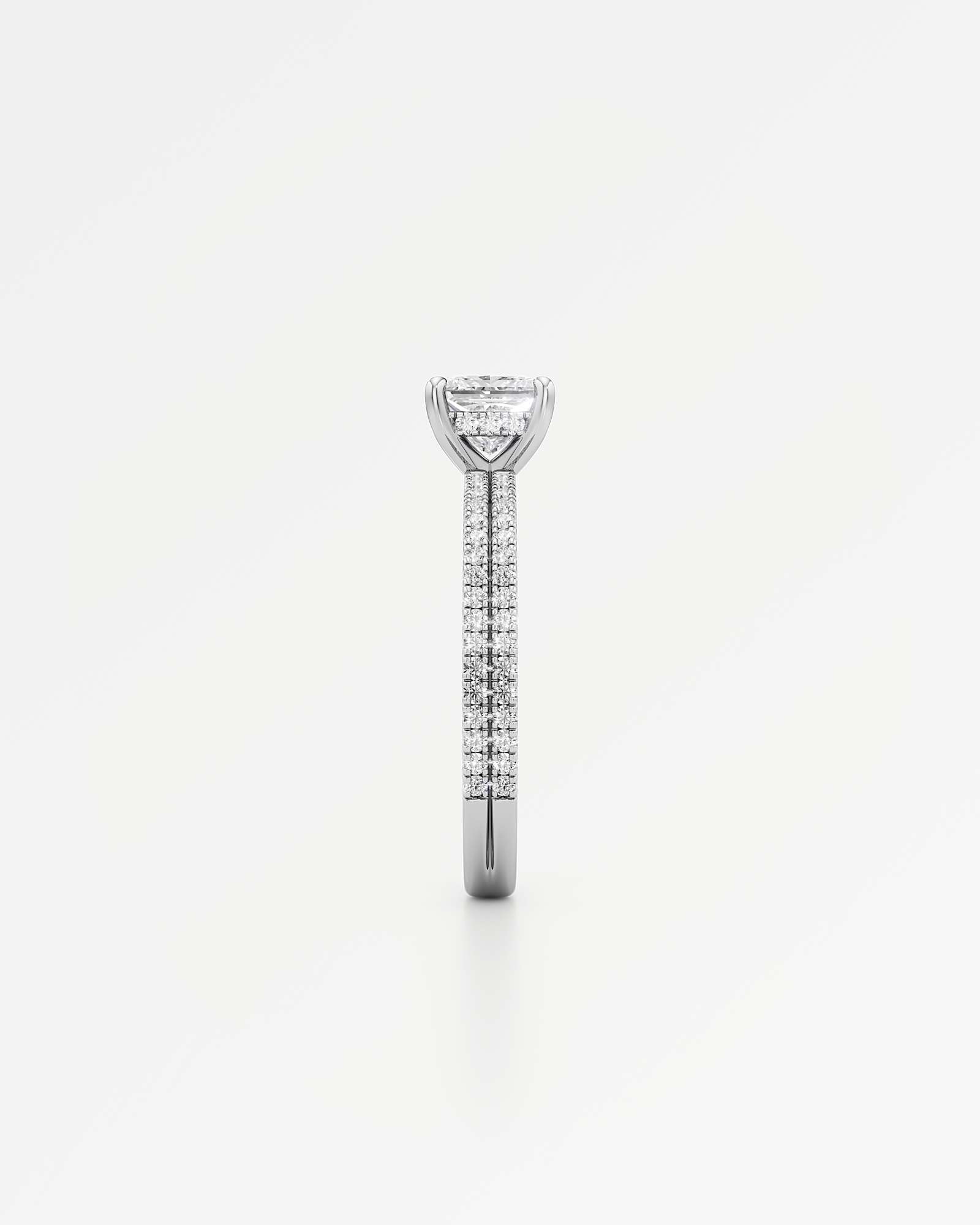 Verve Chiara Hidden Halo Diamond Engagement Ring, With 1.00 ct Princess Cut in 14K White Gold (1.40 ctw)