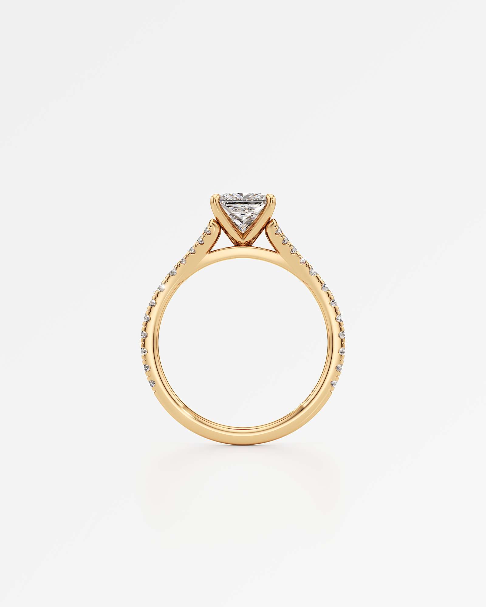 Verve Marisol Solitaire Diamond Engagement Ring, With 1.00 ct Princess Cut in 14K Yellow Gold (1.41 ctw)