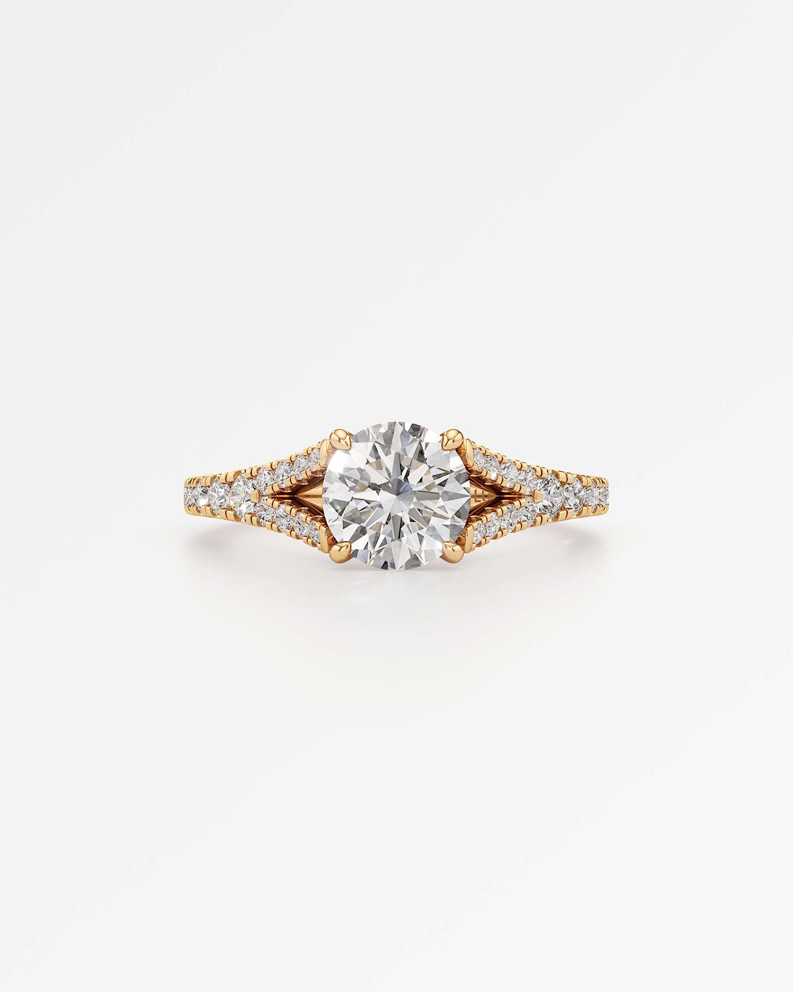 Verve Marisol Solitaire Diamond Engagement Ring, With 1.00 ct Round Cut in 14K Yellow Gold (1.41 ctw)