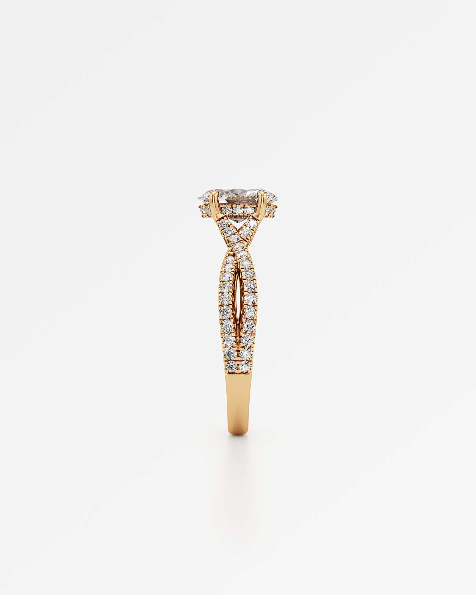 Verve Arabella Hidden Halo Diamond Engagement Ring, With 1.00 ct Oval Cut in 14K Yellow Gold (1.44 ctw)
