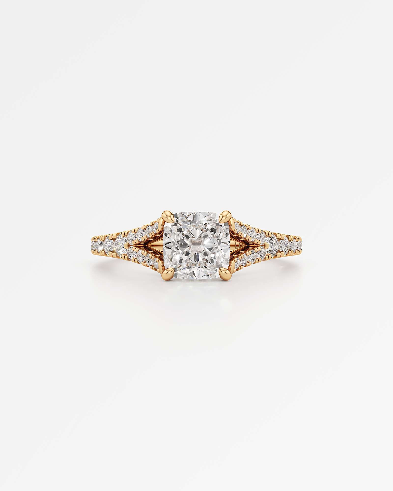 Verve Marisol Hidden Halo Diamond Engagement Ring, With 1.00 ct Cushion Cut in 14K Yellow Gold (1.47 ctw)