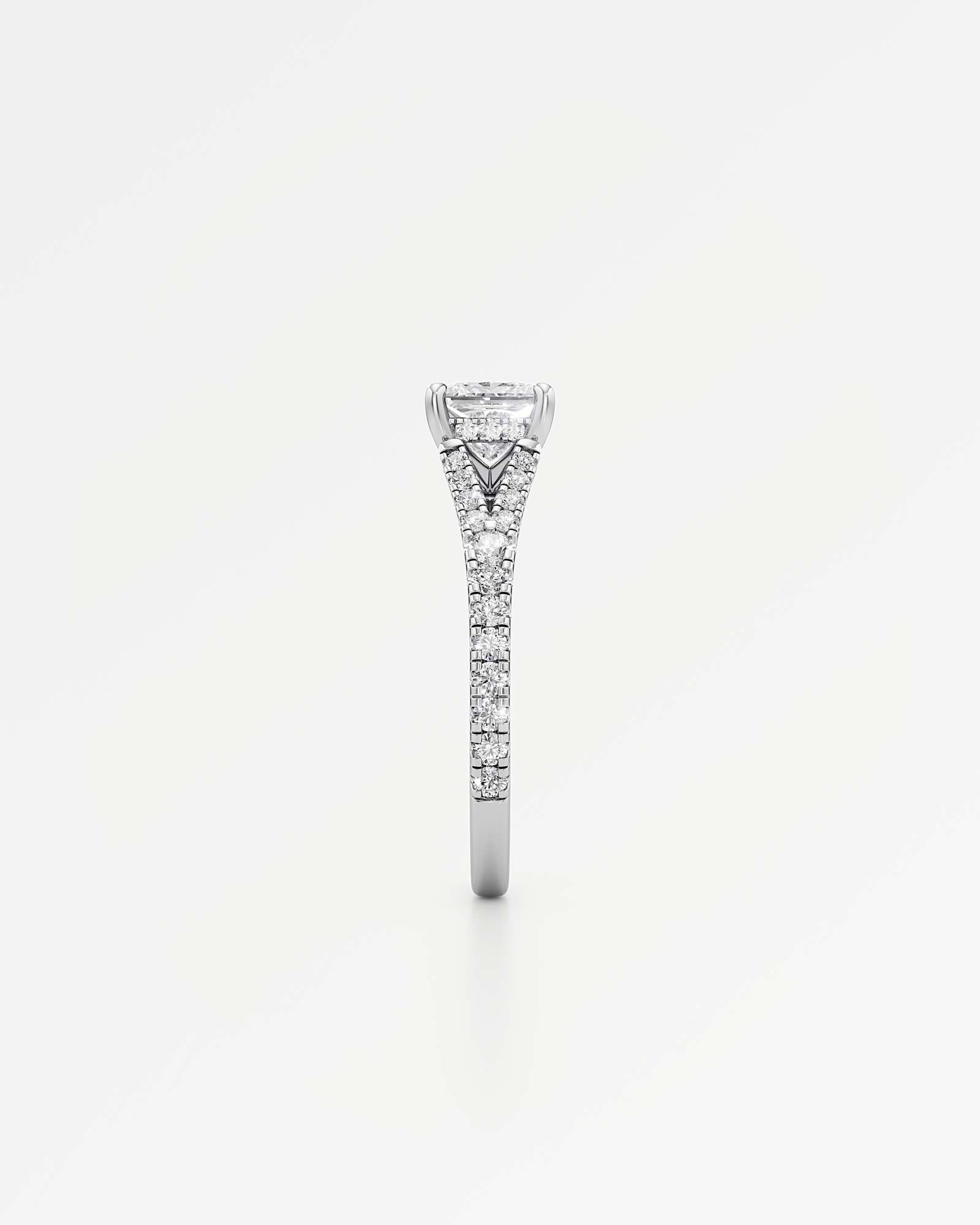 Verve Marisol Hidden Halo Diamond Engagement Ring, With 1.00 ct Princess Cut in 14K White Gold (1.47 ctw)