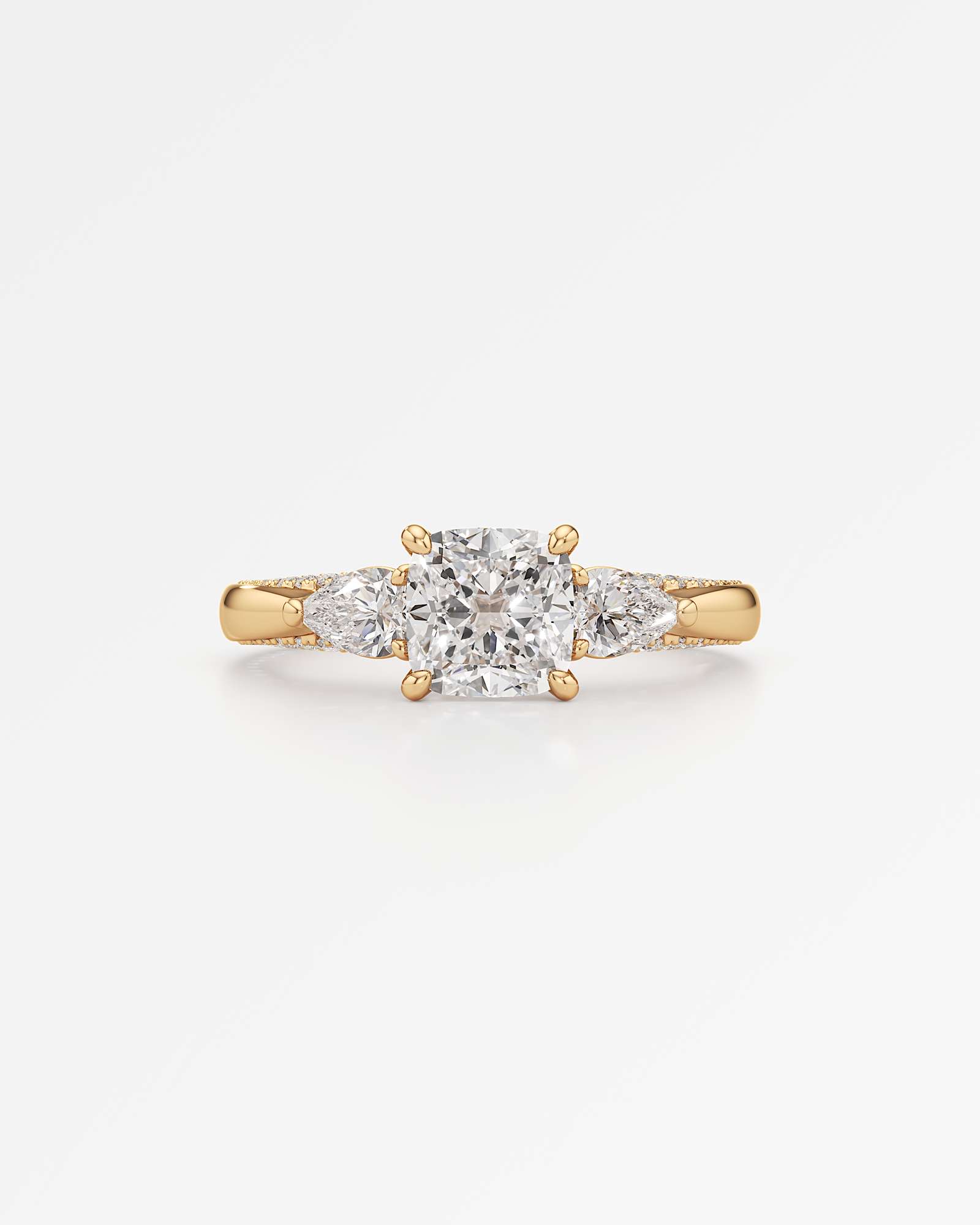 Verve Triana Solitaire Diamond Engagement Ring, With 1.00 ct Cushion Cut in 14K Yellow Gold (1.75 ctw)