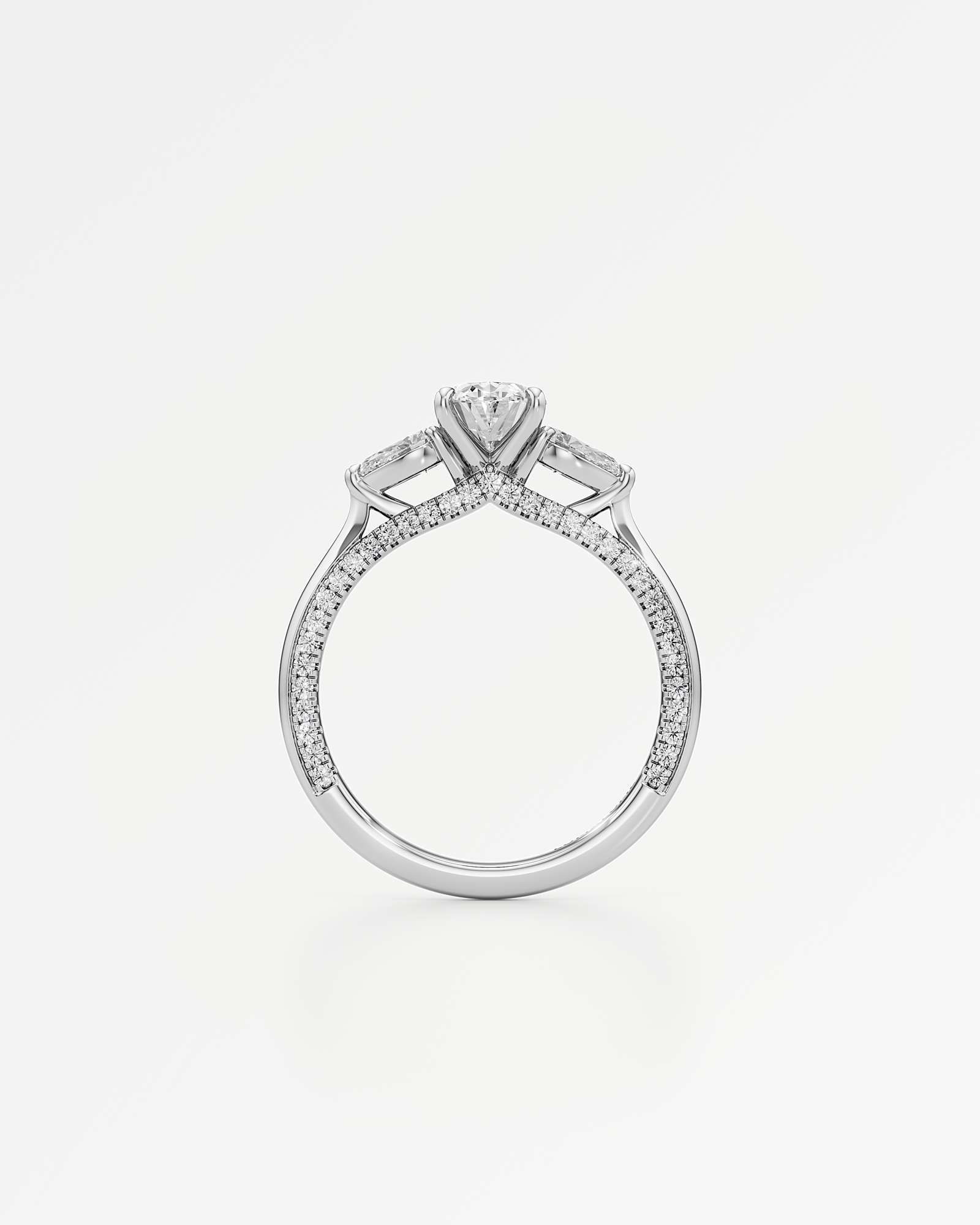 Verve Triana Solitaire Diamond Engagement Ring, With 1.00 ct Oval Cut in 14K White Gold (1.75 ctw)