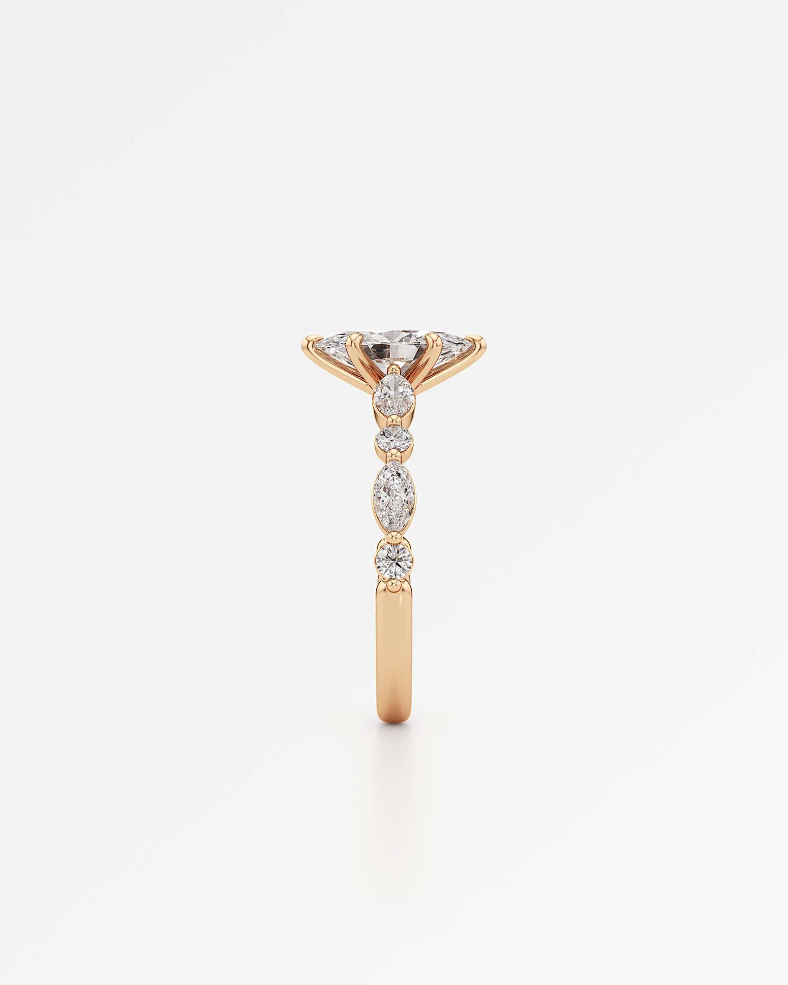 Verve Zolaine Solitaire Diamond Engagement Ring, With 1.00 ct Marquise Cut in 14K Rose Gold (1.58 ctw)