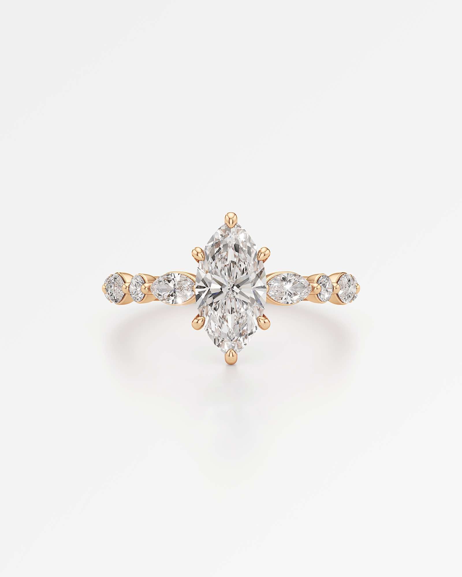 Verve Zolaine Hidden Halo Diamond Engagement Ring, With 1.00 ct Marquise Cut in 14K Rose Gold (1.65 ctw)
